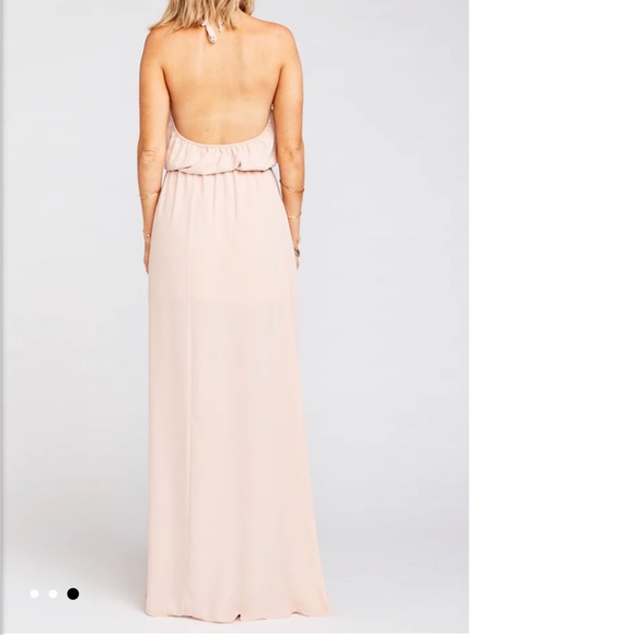 Show Me Your Mumu Heather Halter Dress Dusty Blush Crisp XSmall - Picture 3 of 5